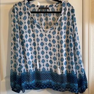 Sheer blue and white blouse